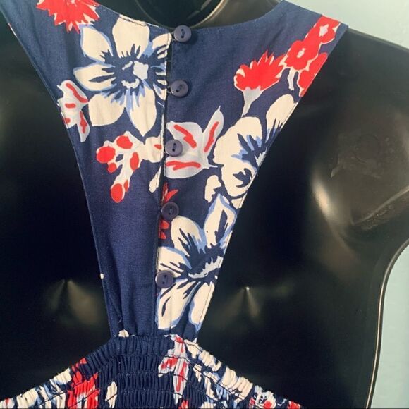 Japna Navy Blue Hawaiian Floral Print Maxi Dress Size XS - Picture 6 of 8